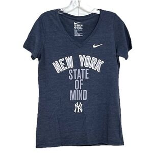 Nike Women's Yankees "New York State of Mind" T-Shirt M Blue V-Neck Athletic Cut
